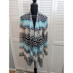 Chico's Easywear Mesh Cardigan Women's XL/3 Open Front Multi Color Long Sleeve